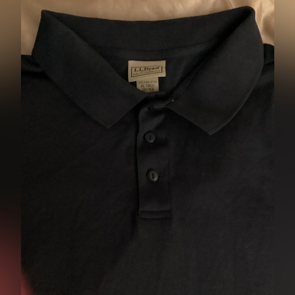 L.L Bean Men’s Short Sleeve Polo Tee Navy Blue 100% Pima Cotton Size XL Tall - Picture 2 of 6